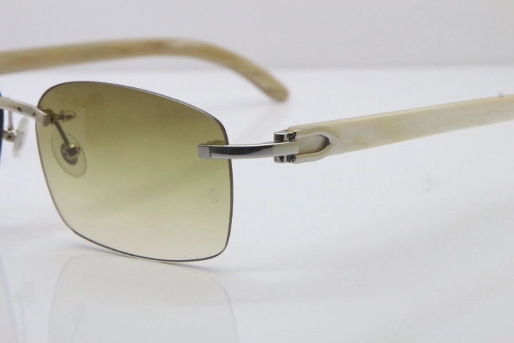 Wholesale Cartier CT 8200759 18K Gold Rimless Sun Glasses White Genuine Natural Sunglasses 8200760 Gold Brown Lens