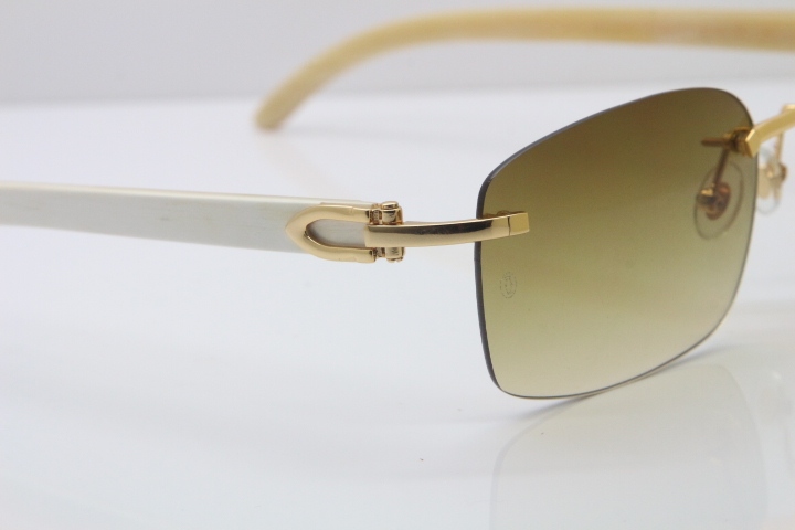 Wholesale Cartier CT 8200759 18K Gold Rimless Sun Glasses White Genuine Natural Sunglasses 8200760 Gold Brown Lens