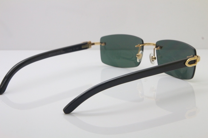 Cartier CT 8200757 Men famous brand Original Black Genuine Buffalo horn 8200758 Rimless Sunglasses