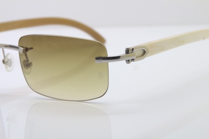 Hot Cartier CT 8200757 Rimless Original White Genuine Natural  Sunglasses Size:56