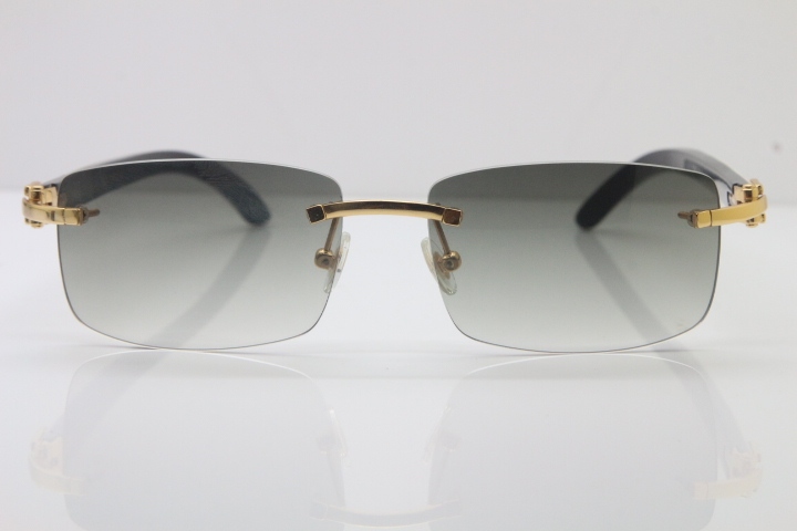 Wholesale High-end brand Cartier Limited edition White Mix Black Buffalo horn Rimless 3524012 Sunglasses in Brown Lens Hot