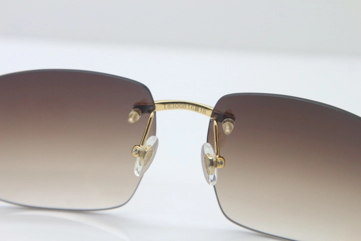 Cartier T8300816 Rimless Original White Genuine Natural Horn Sunglasses in Gold Brown Lens Hot