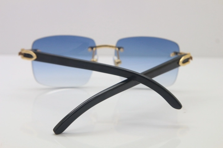 Wholesale High-end brand Carter CT8300816 Rimless Original Black Buffalo Horn Sunglasses in Gold Brown Lens Hot