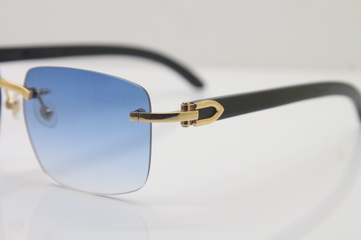 Wholesale High-end brand Carter CT8300816 Rimless Original Black Buffalo Horn Sunglasses in Gold Brown Lens Hot