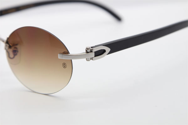 Hot Cartier CT 5124018 18K Gold Rimless Genuine Natural Sun Glasses Black Buffalo Horn Sunglasses in Gold Brown Lens Hot