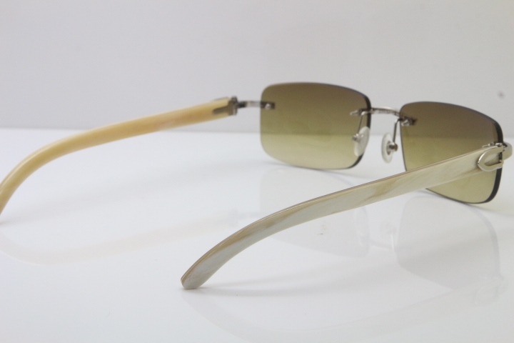 Hot Cartier CT 8200757 Rimless Original White Genuine Natural  Sunglasses Size:56