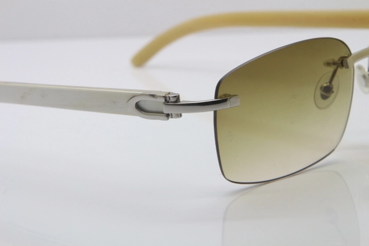 Wholesale Cartier CT 8200759 18K Gold Rimless Sun Glasses White Genuine Natural Sunglasses 8200760 Gold Brown Lens