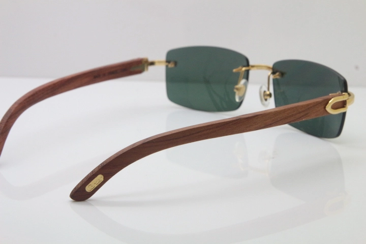 Hot Cartier CT 8200757 Rimless Wood Sunglasses 8200758 Silver Brown Lens