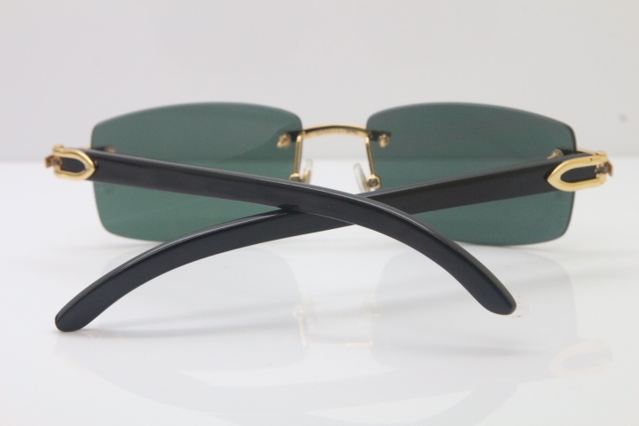 Cartier CT 8200757 Men famous brand Original Black Genuine Buffalo horn 8200758 Rimless Sunglasses