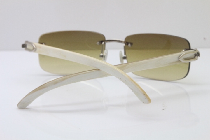 Hot Cartier CT 8200757 Rimless Original White Genuine Natural  Sunglasses Size:56