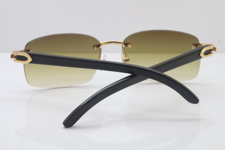 Hot Cartier CT 8200759 18K Gold Rimless Sun Glasses Black Buffalo Horn Sunglasses 8200760 Silver Brown Lens