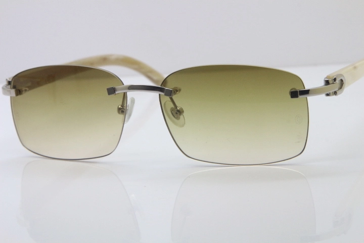 Wholesale Cartier CT 8200759 18K Gold Rimless Sun Glasses White Genuine Natural Sunglasses 8200760 Gold Brown Lens