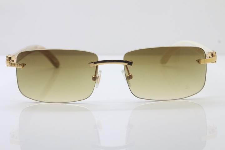 Hot Cartier CT 8200757 Rimless Original White Genuine Natural  Sunglasses Size:56