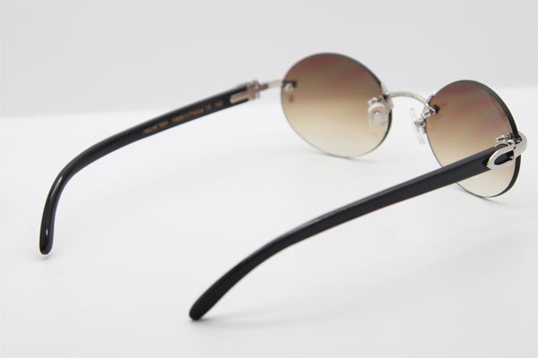 Hot Cartier CT 5124018 18K Gold Rimless Genuine Natural Sun Glasses Black Buffalo Horn Sunglasses in Gold Brown Lens Hot