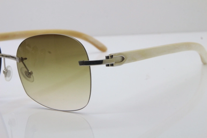 Wholesale High-end brand Carter T8100908 Original Rimless White Genuine Natural Horn T8100907 Sunglasses In Silver Brown Lens