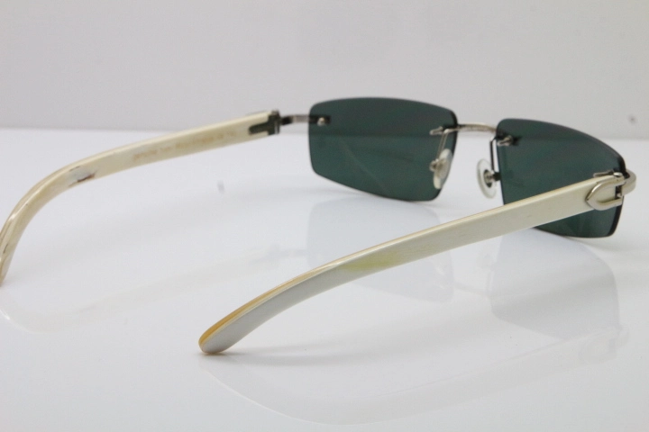 Wholesale High-end brand Carter T8100926 Rimless White Buffalo Horn Sunglasses in Gold Brown Lens Hot