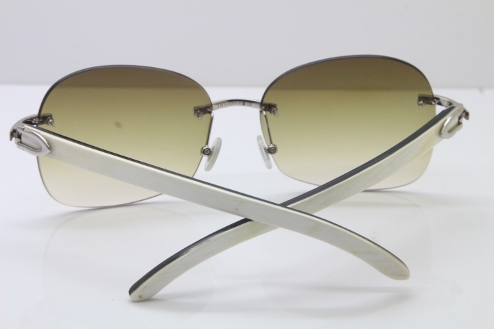 Wholesale High-end brand Carter T8100907 Original Rimless White Inside Black Buffalo Horn Sunglasses In Gold Brown Lens Hot