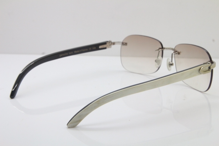 Wholesale High-end brand Carter Original Rimless T8100624 Black Mix White Buffalo Horn sunglasses 18k gold in Gold Brown Lens Hot