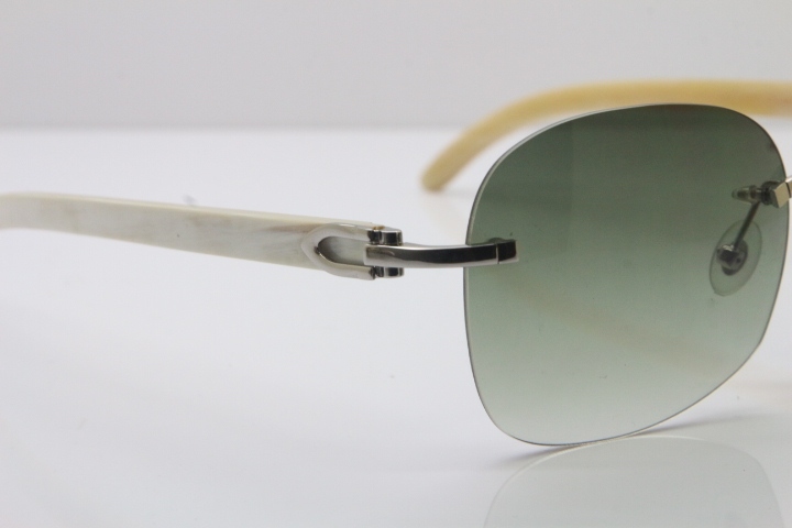 Wholesale High-end brand Carter T8100908 Original Rimless White Genuine Natural Horn T8100907 Sunglasses In Silver Brown Lens