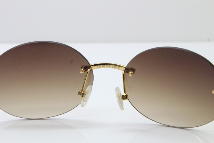 Wholesale High-end brand Carter Original T8307003 Rimless Black Buffalo Horn luxury brand Sunglasses in Gold Brown Lens