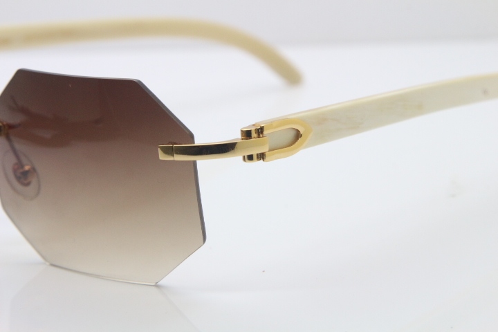 Wholesale High-end brand Carter T8307002 Original Rimless White Genuine Natural Horn Sunglasses in Gold Brown Lens Hot