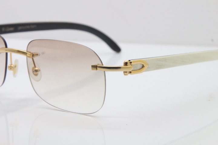Wholesale High-end brand Carter Original Rimless T8100624 Black Mix White Buffalo Horn sunglasses 18k gold in Gold Brown Lens Hot