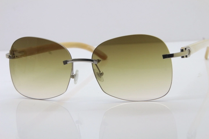 Wholesale High-end brand Carter T8100908 Original Rimless White Genuine Natural Horn T8100907 Sunglasses In Silver Brown Lens