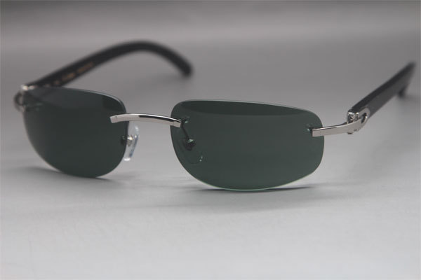 Wholesale High-end brand Cartier Rimless Original Black Buffalo Horn 3524011 Sunglasses In Gold Brown Lens