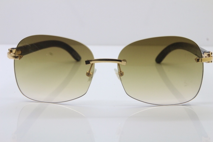 Wholesale High-end brand Carter T8100907 Rimless Original Black Buffalo Horn Sunglasses In Gold Brown Lens