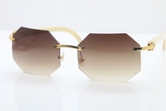 Wholesale High-end brand Carter T8307002 Original Rimless White Genuine Natural Horn Sunglasses in Gold Brown Lens Hot