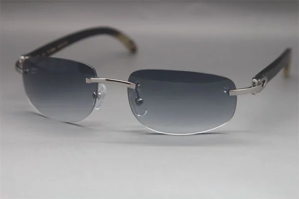 Wholesale High-end brand Cartier Rimless Original Black Buffalo Horn 3524011 Sunglasses In Gold Brown Lens