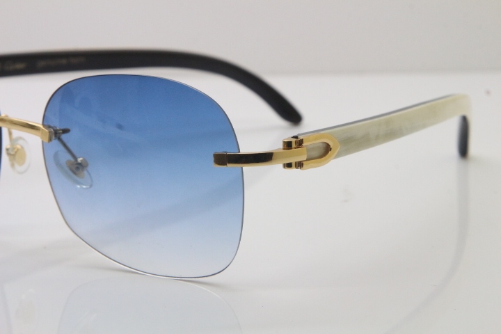 Wholesale High-end brand Carter T8100907 Original Rimless White Inside Black Buffalo Horn Sunglasses In Gold Brown Lens Hot