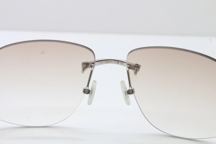 Wholesale High-end brand Cartier T8100928 Rimless Black Mix White Buffalo Horn Sunglasses in Gold Brown Lens Hot