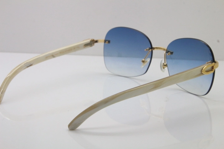 Wholesale High-end brand Carter T8100908 Original Rimless White Genuine Natural Horn T8100907 Sunglasses In Silver Brown Lens