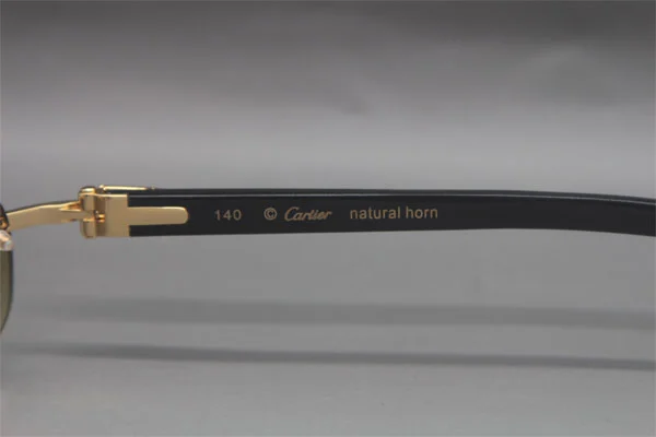 Wholesale High-end brand Cartier Rimless Original Black Buffalo Horn 3524011 Sunglasses In Gold Brown Lens