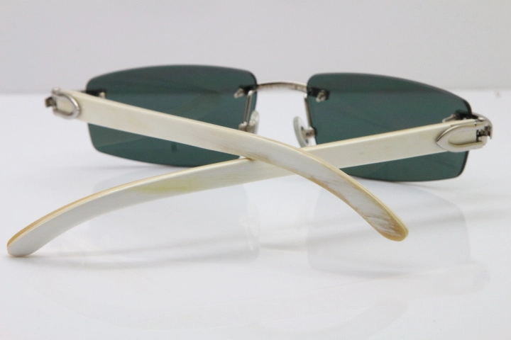 Wholesale High-end brand Carter T8100926 Rimless White Buffalo Horn Sunglasses in Gold Brown Lens Hot