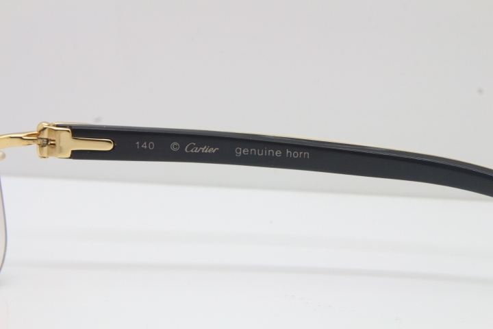 Wholesale High-end brand Carter Original Rimless T8100624 Black Mix White Buffalo Horn sunglasses 18k gold in Gold Brown Lens Hot