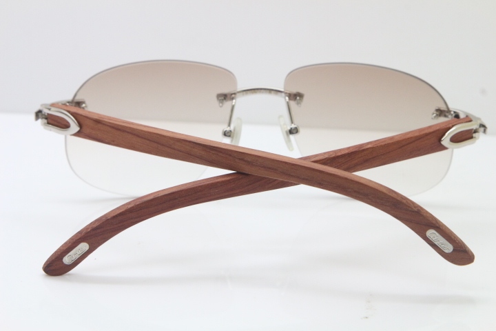 Wholesale High-end brand Cartier T8100928 Original Wood Sunglasses in Gold Brown Lens Hot