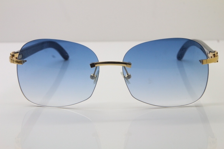 Wholesale High-end brand Carter T8100907 Rimless Original Black Buffalo Horn Sunglasses In Gold Brown Lens