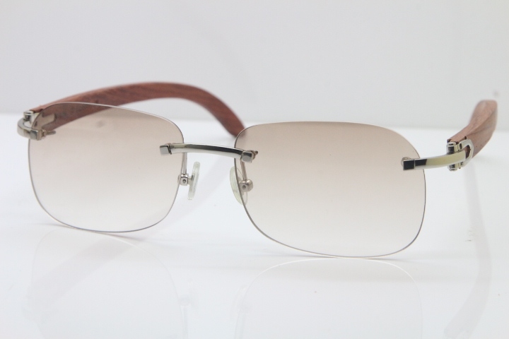 Wholesale High-end brand Carter T8100624 Original Wood Rimless 18K Gold Sunglasses in Silver Brown Lens