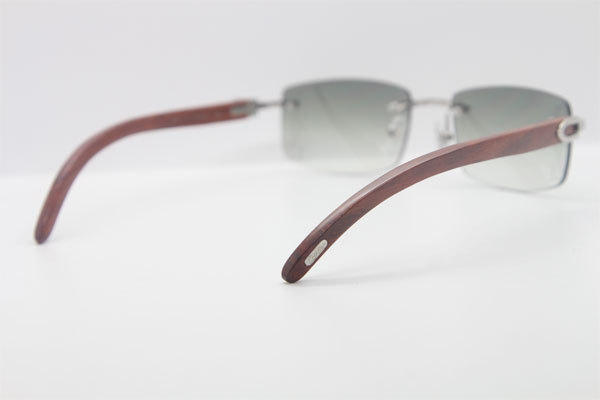 Cartier 3524012A Rimless Carved Wood Trimming Lens Sunglasses in Gold Brown Lens Hot Size：56 Hot