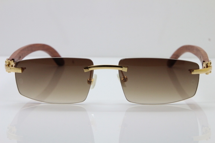 Decor Wood frame Rimless T8100926 gold wood glasses frames sunglasses men luxury brand