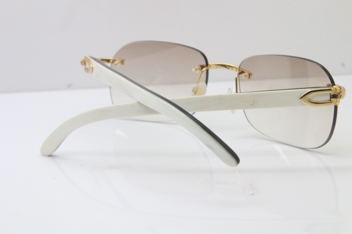 Wholesale High-end brand Carter Original Rimless T8100624 Black Mix White Buffalo Horn sunglasses 18k gold in Gold Brown Lens Hot