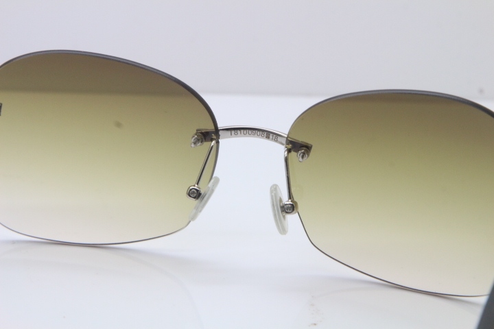 Wholesale High-end brand Carter T8100907 Rimless Original Black Buffalo Horn Sunglasses In Gold Brown Lens