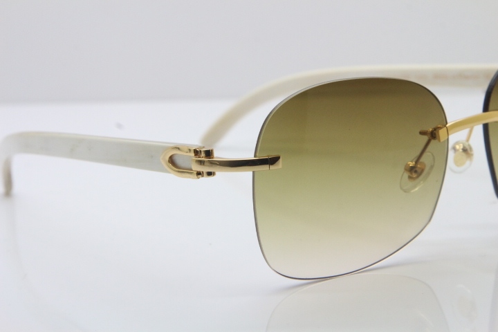 Wholesale High-end brand Carter T8100908 Original Rimless White Genuine Natural Horn T8100907 Sunglasses In Silver Brown Lens