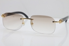 Wholesale High-end brand Carter T8100624 Original Rimless Black Buffalo Horn Sunglasses in Gold Brown Lens Hot