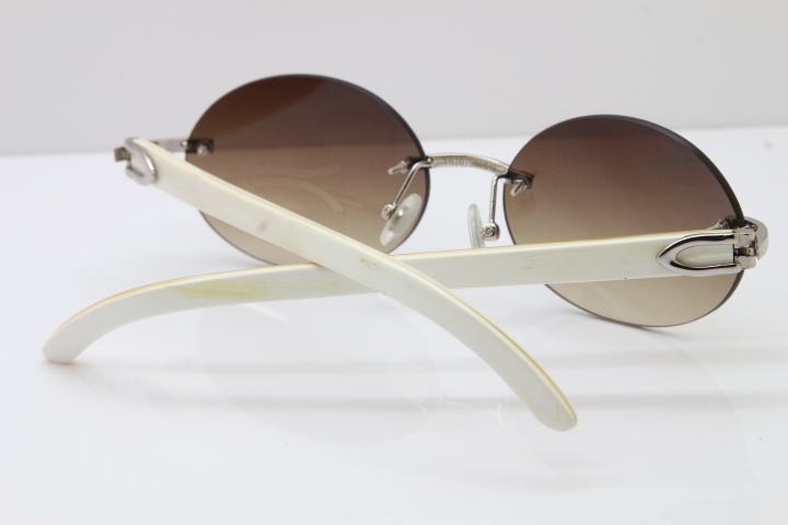 Wholesale High-end brand Carter T8307003 Rimless Original White Buffalo Horn luxury brand Sunglasses in Gold Brown Lens