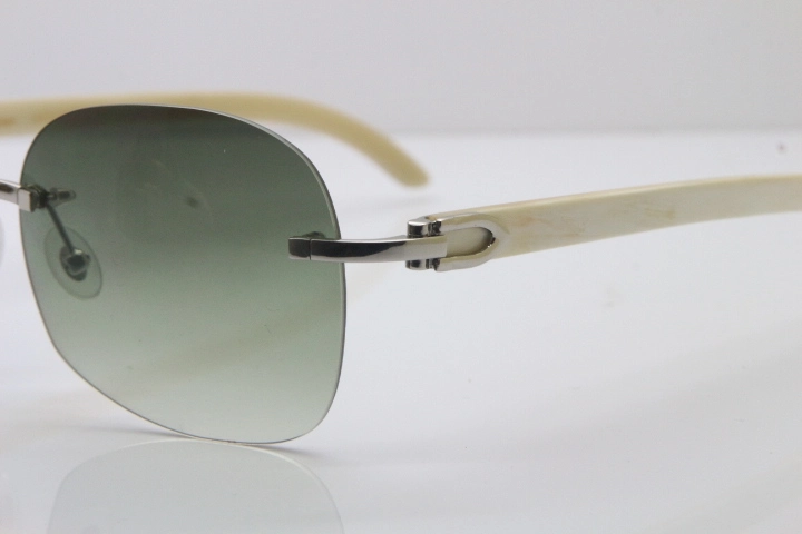 Wholesale High-end brand Carter T8100908 Original Rimless White Genuine Natural Horn T8100907 Sunglasses In Silver Brown Lens