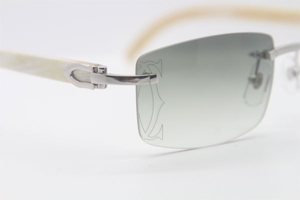 Wholesale High-end brand Cartier Rimless Original White Genuine horn CT3524012A Sunglasses in Gold Brown Lens Size:56 Hot