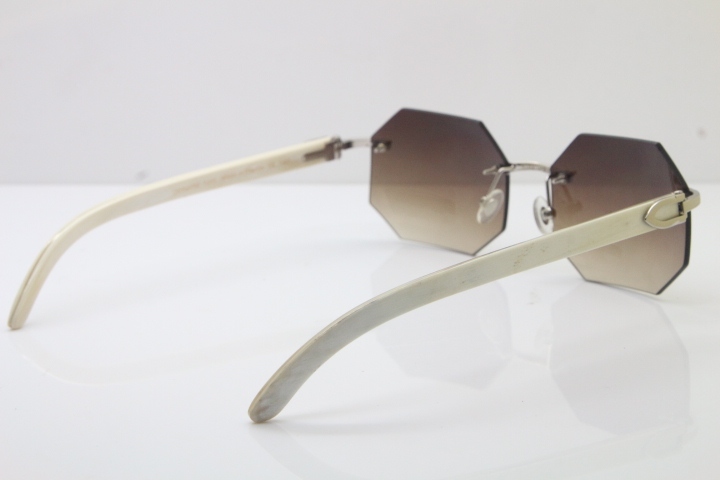 Wholesale High-end brand Carter T8307002 Original Rimless White Genuine Natural Horn Sunglasses in Gold Brown Lens Hot